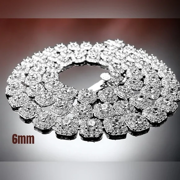 16” Iced Out Cubic Zirconia Ice Cube Tennis Chain Solid 925 Sterling Silver NWT